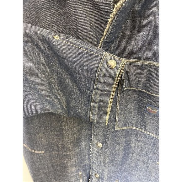 Vintage Silver Jeans Denim Sherpa Lined Jacket Men L Made in Cananda - Picture 5 of 9